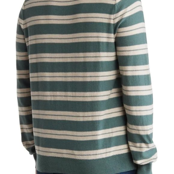 NWT Men's Sweater Cotton and Cashmere Blend- Light green and Ivory stripe I XL - Picture 3 of 13